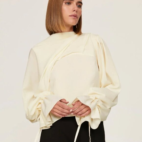 Osman Yousefzada Collective Draped Tie Sleeve Blouse size small - Picture 1 of 4